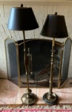 Group of 2 vintage brass floor lamps