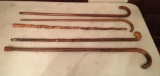 Group of 5 Wooden Canes