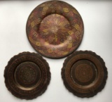 Group of 3 Antique Metal Round Plates