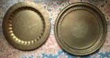 Group of 2 Antique Large Brass Round Platters