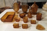 Group of vintage amber glass