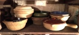 Shelf lot of vintage stoneware pottery bowls