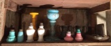 Shelf lot of vintage salt and pepper shakers and more