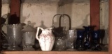 Shelf lot of vintage miscellaneous glassware