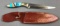 Turquoise Native American Knife with Brown Sheath