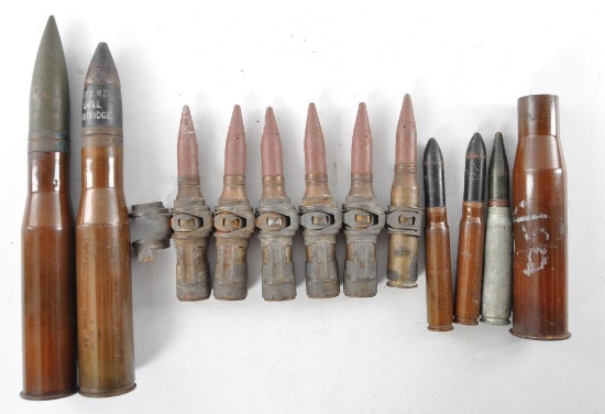 Group of US Military Deactivated Large Caliber Ammunition