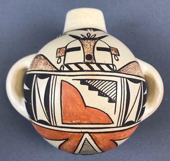 Native American Flat Back Jug with Handles
