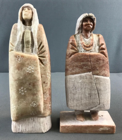 Group of 2 Native American Alabaster Statues