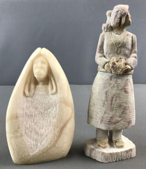 Group of 2 Native American Alabaster Statues