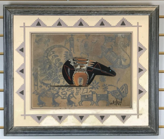Native American Framed Sand Painting Art