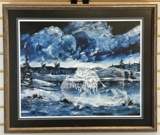 Framed Signed Print Buffalo by Larant Black Anle