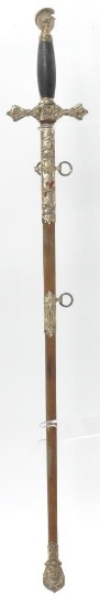 Identified Antique Masonic Templar Knight Ceremonial Sword with Scabbard