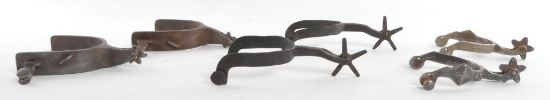 Group of 3 Pairs of Antique Western Cowboy Spurs