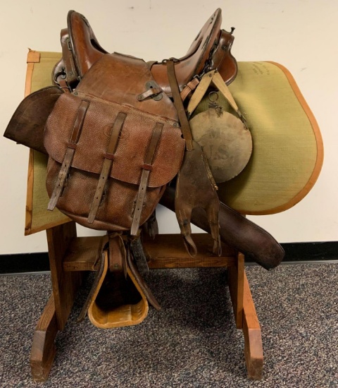 Antique WW1 Cavalry Saddle Grouping