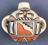 Native American Flat Back Jug with Handles