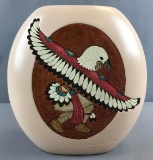 Vase with Inlaid Suede Eagle Dancer