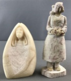 Group of 2 Native American Alabaster Statues