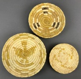 Group of 3 Native American Hand Woven Baskets