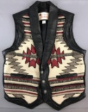 Leather and Woven Men?s Vest