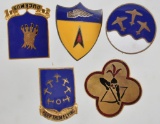 Group of 5 WW2 Army Air Corps Division Insignia Pins