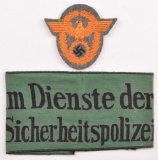 WW2 German Police SD Armband and Shoulder Patch