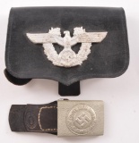 WW2 German Police Dress Ammo Pouch and Belt Buckle