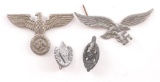 Group of 4 WW2 German hat Badges and Pins