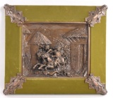 Antique Framed Bronze Scene