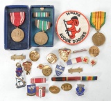 Large Group of WW2 - Vietnam Era Insignia Items