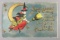 Postcard-Halloween Witches Flying Machine