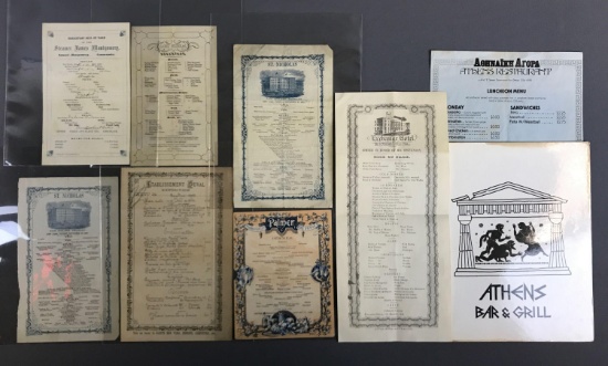 Group of Antique and Vintage Menus