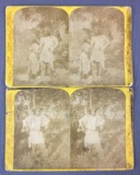 Group of 2 Antique Native American Indian Stereoview Cards