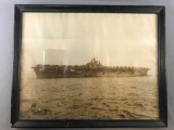 Vintage photograph: WWII Aircraft Carrier Bunker Hill