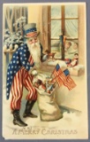 Postcard-Uncle Sam dressed Santa