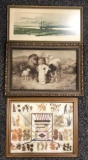 Group of 3 framed art pieces