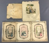 Group of Antique Hand Painted Romantic Poems and Envelope