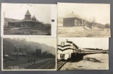 Postcards-Trains, RR depots