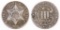 1860 Three Cent Piece Silver.