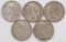 Group of (5) Peace Silver Dollars.
