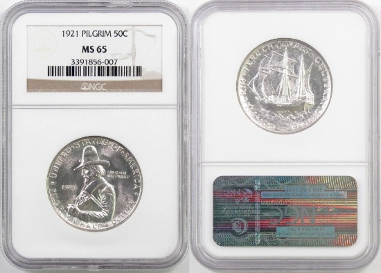 1921 Pilgrim Commemorative Silver Half Dollar (NGC) MS65.