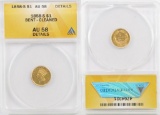 1858 S $1 Indian Head Princess Gold (ANACS) AU58 details.