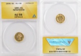 1881 P $1 Indian Head Princess Gold (ANACS) AU58 details.