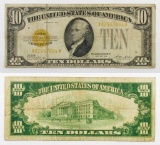 1928 $10 Gold Certificate Note.