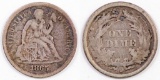 1865 S Seated Liberty Silver Dime.