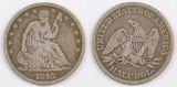 1843 P Seated Liberty Silver Half Dollar.