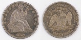 1872 P Seated Liberty Silver Half Dollar.