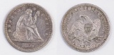 1857 Seated Liberty Silver Quarter.
