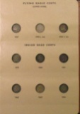 Group of (52) Flying Eagle & Indian Head Cents in Dansco Album 7101.