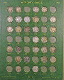 Group of (76) Mercury & Roosevelt Silver Dimes in Green Whitman Folder.