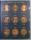 Group of (41) Presidential First Spouse Bronze Medals in Whitman Album.